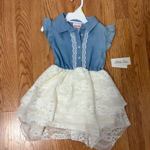 Blue and Cream Lace Dress